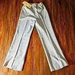Vtg Womens Act 3 Blue White Check Drawstring Pleated Dacron Poly Pant Sz 8x32"
